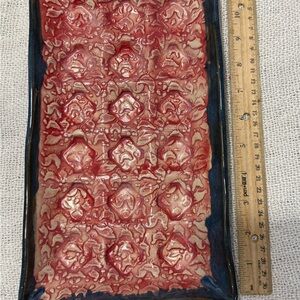 Unique, One Of A Kind, 18 Deviled Egg Holder Red Abstract Design Handpainted